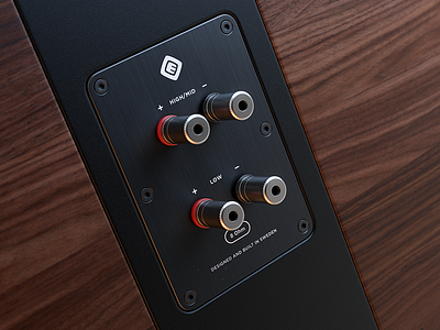 Speaker Wip 01 (3d) 3d aluminum anodized black brushed real render speaker terminal walnut