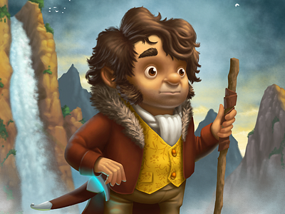 Bilbo Baggins bilbo baggins character design illustration middle earth mountains sting the hobbit