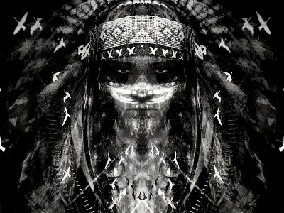 Endemic abstract art birds dark feather indian metal native american poster surreal texture thanksgiving