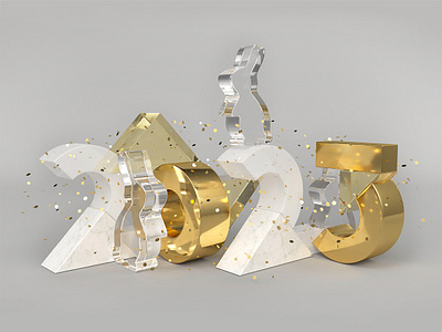 New Year 2023 2D Illustrations 2023 3d art 3d design 3d illustration celebration design holiday illustration new year rabbit style