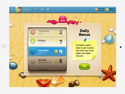Daily Bonus carousel game ios ipad kids math octopus pearl retina sand shell starfish