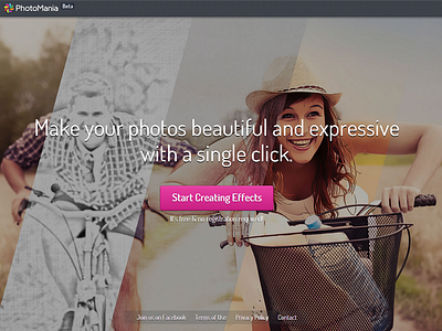 PhotoMania is live! app application home home screen homepage landing photo editor photo effects photomania responsive web app