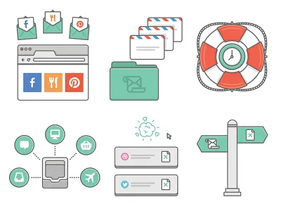 Unroll.Me Features Illo's design help icon illustration inbox line mail me simple subscription unroll web