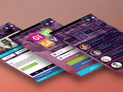 Give & Save App android app buttons glossy icons ios screen uxui