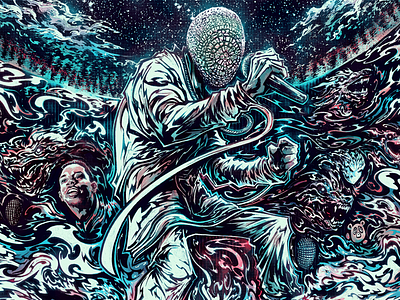 Kanye West @ Bridgestone Arena - 11.27.2013. drawing gig poster gigposter hip hop illustration kanye west kendrick lamar rap screenprint silkscreen