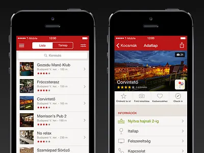 Pub list & profile app application interface ios ios7 iphone list mobile pub ui