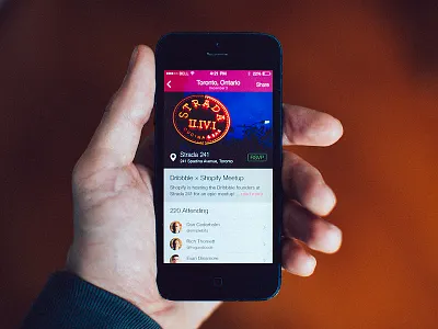 Official Toronto Dribbble Meetup - December 3rd app clean dribbble flat ios ios7 iphone meetup mobile pink toronto ui