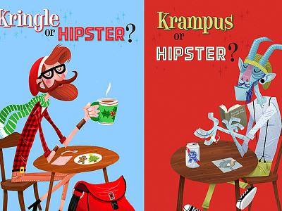 2013 Holiday Cards card christmas christmas card hipster holiday krampus kringle kris kringle santa seasons greetings tim paul timpaulillustrations