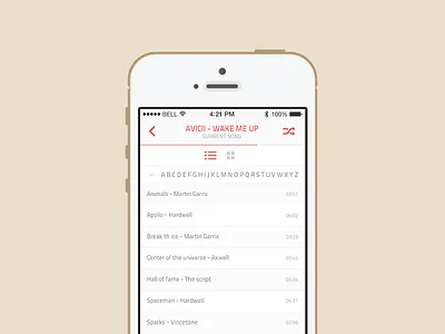 Music list flat interface ios7 iphone list music ui ux