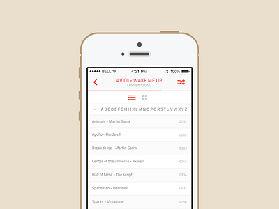 Music list flat interface ios7 iphone list music ui ux