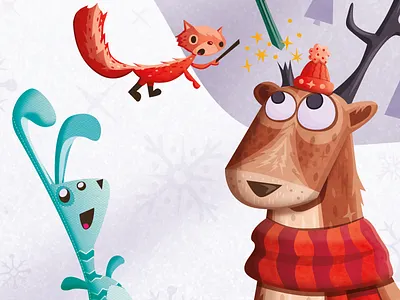 Christmas Card 2013 antlers christmas deer magic puppets rabbit snow squirrel vector winter