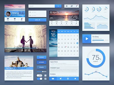 UI Kit blue dashboard practice ui widget