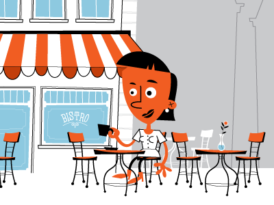 Petit bistro for promo movie character design illustration motion