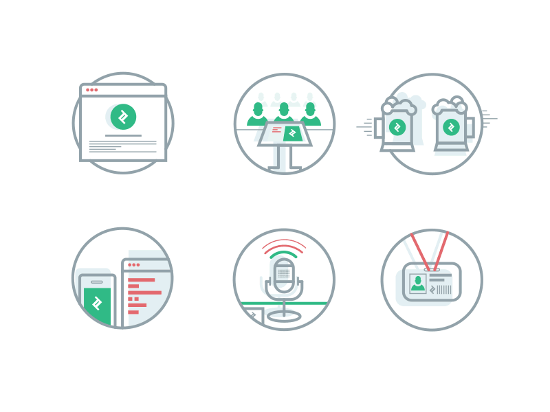 Social badges (gif) animation badges flat gif outline social stroke toptal