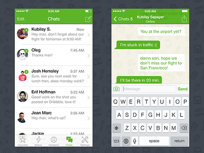 WhatsApp iOS 7 Redesign design flat interface ios7 iphone ui user yay