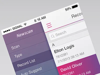 Newscan iPhone UI clean ui flat ios7 iphone mobile ui popular sidebar ui ux