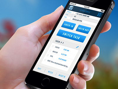 Check In App app appdesign blue buttons checkin color mockup photoshop screenshot uidesign