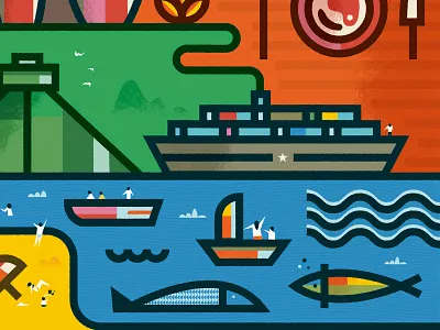 Great and united city azambuja city illustration martin montevideo sea sun vector