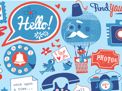 Jane Sanders Airmail airmail bird camera hot air balloon scrapbook telephone texture typewriter word bubble