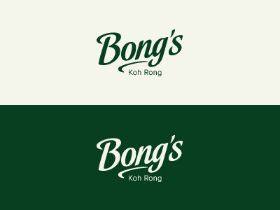Bong's branding cream design green identity island koh rong logo typography word mark