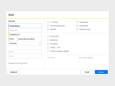 Moje Zasielky — Add parcel webapp