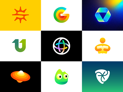 Top Nine Logo Design 2022 abstract asterisk brand identity branding business chameleon colors color colorful dribbble shot top globe earth planet google drive gradient human person letter g round letter u number digit logo mark symbol icon mihai dolganiuc design read reading app star shine sun startup ufo fly space