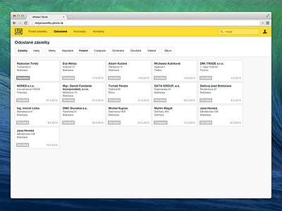 Moje Zasielky — Outbox webapp