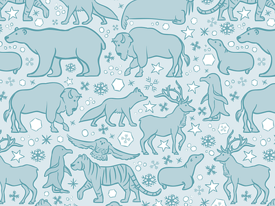 Postcard Pattern animals card drawing elk fox holiday illustration pattern penguin snowflake tiger winter