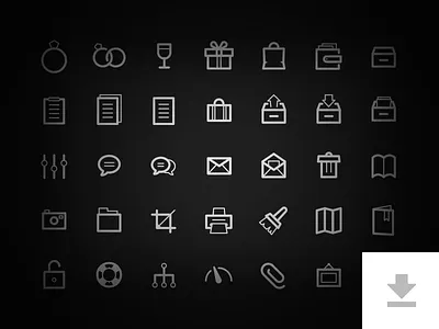 Freebie - 35 Detailed Icons app clean download flat freebie icons ios7 navbar psd rounded search ui