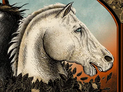 Messengers Art Print diy gold horses leaves limited edition ornate ouroboros screenprint