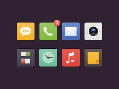 Icons Set 1 android camera clock icons ios mail message music notes phone settings