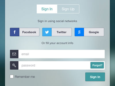 Login Form flat form green login sign in social buttons