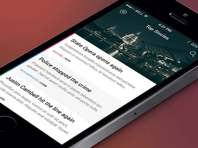 News app WIP app concept flat freebie ios7 news rebound ui
