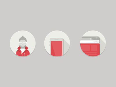 Service icons browuser flat hipster icon it man phone programmer red service web