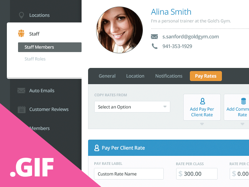 MB Staff app application backend control panel fitness gym manage staff trainer web