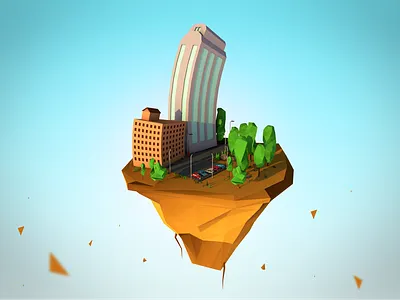 Island 3d cinema 4d compositing island low poly moek nature polygons postproduction