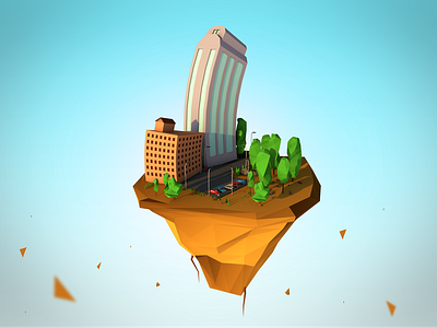 Island 3d cinema 4d compositing island low poly moek nature polygons postproduction