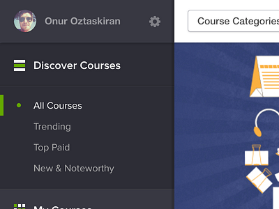 Udemy Landing 2 columns black board courses education flat icon set settings udemy v4 web design