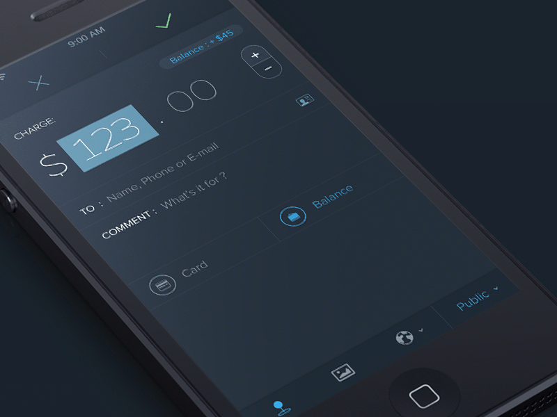 GIF - Pay / Charge animation app black dark gif ios iphone pay send ui ux