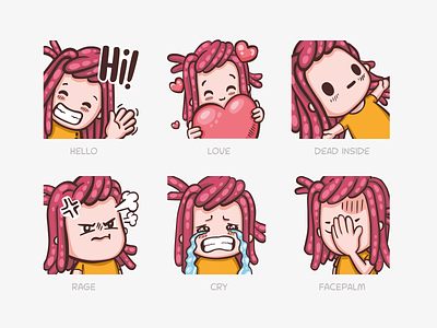 Gamer Girl - Twitch Icons clipart doodle emotes emoticons gamer girl hand drawn icon design icons illustration twitch
