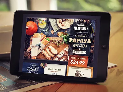 Restaurant badge design font food glyph ipad kit menu restaurant typography ui web