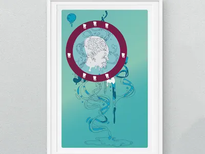 Dream Print dream catcher framed gradient illustration print teeth