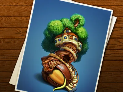 Acorn-house acorn artua build house icon illustration leaves plant stairs stem tree treehouse