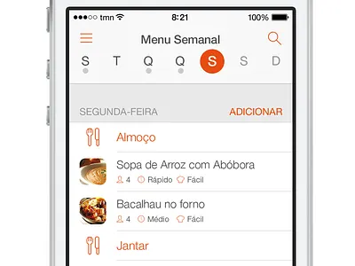 SAPO Sabores - Weekend Menu calendar comida cook cooking cozinha food ios ios7 iphone sabores sapo ui