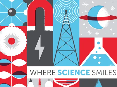 Thinkery Poster beaker children flower illustration kids magnet museum poster saturn science screen print space