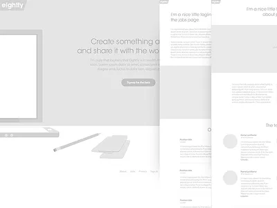 Eightly - Wireframes about beta careers create haraldur home iphone jobs pencil share signup wireframe