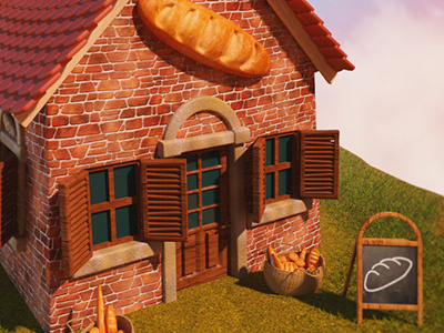 3d Bakery 3d artist 3d bakery 3d bread 3d building 3d cartoon 3d cute building 3d freelance 3d illustration