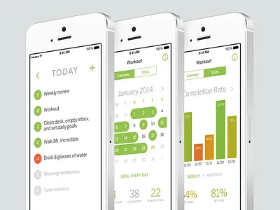 Hero shot app calendar goals graph habit habit list icon ios ios7 iphone list stats