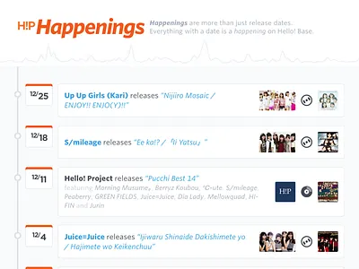 Happenings calendar hello! base homepage timeline