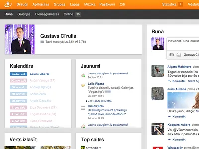 Draugiem.lv Redesign Concept blocks calendar concept feed header network orange post redesign social